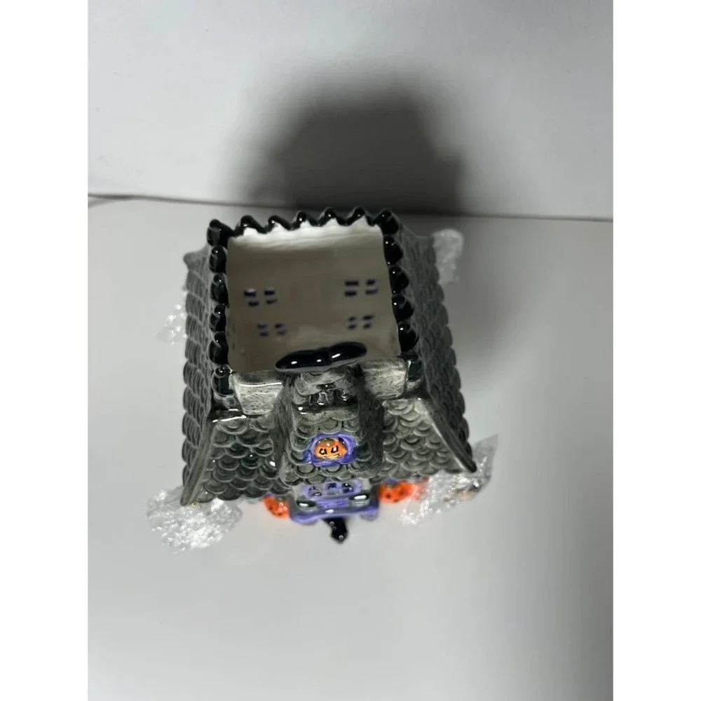 Halloween Haunted House Ceramic Tealight Candle Holder Ghost Spider Decor